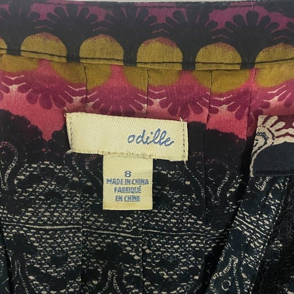 Anthropologie‎ Odille Silk Blouse Women Size 8 Banded Hem Pintuck Pleated Top - Picture 11 of 13